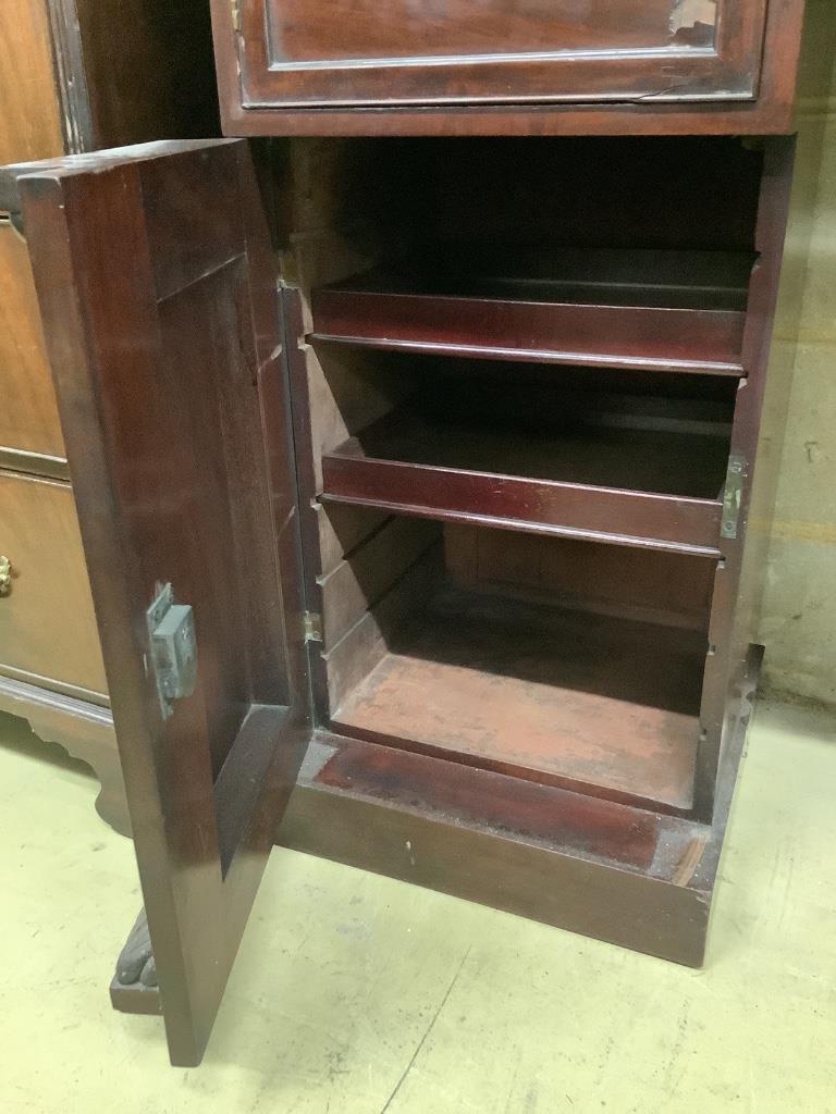 An early Victorian mahogany pedestal sideboard, length 184cm, depth 52cm, height 116cm